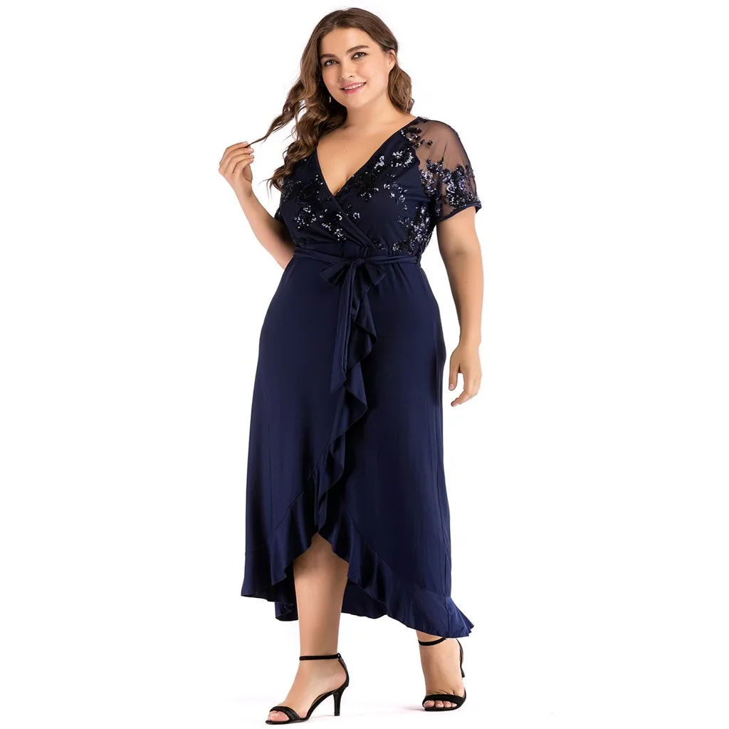 Sukienki/женское платье размера плюс с v-образным вырезом, Сетчатое платье с оборками, Необычные Вечерние платья с высокой талией, ropa mujer robe hiver femme#45
