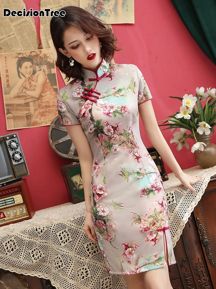Традиционное китайское платье mujer vestido, женское атласное длинное платье cheongsam qipao с цветком сливы qipao