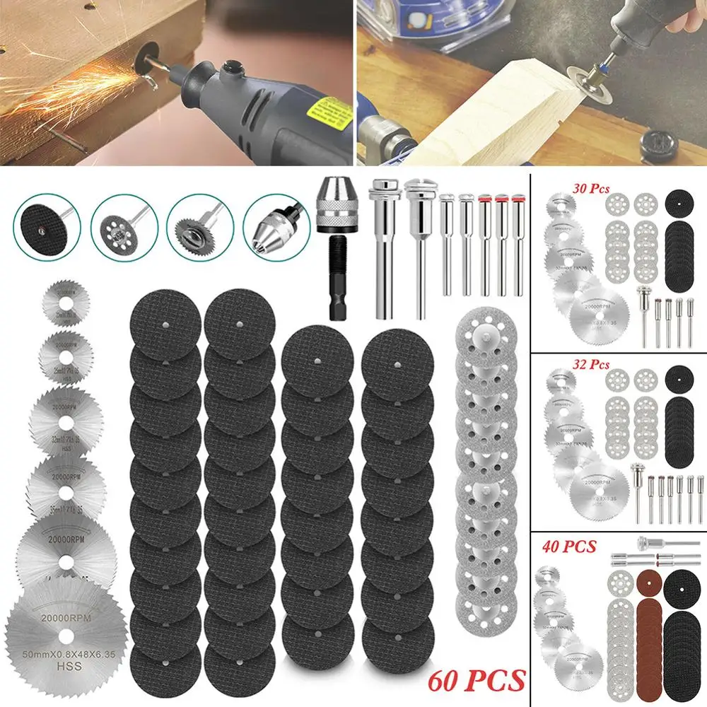 Cutting Wheel Set HSS Drill Saw Blades Resin/Diamond Wheels For Wood Plastic Metal | Инструменты
