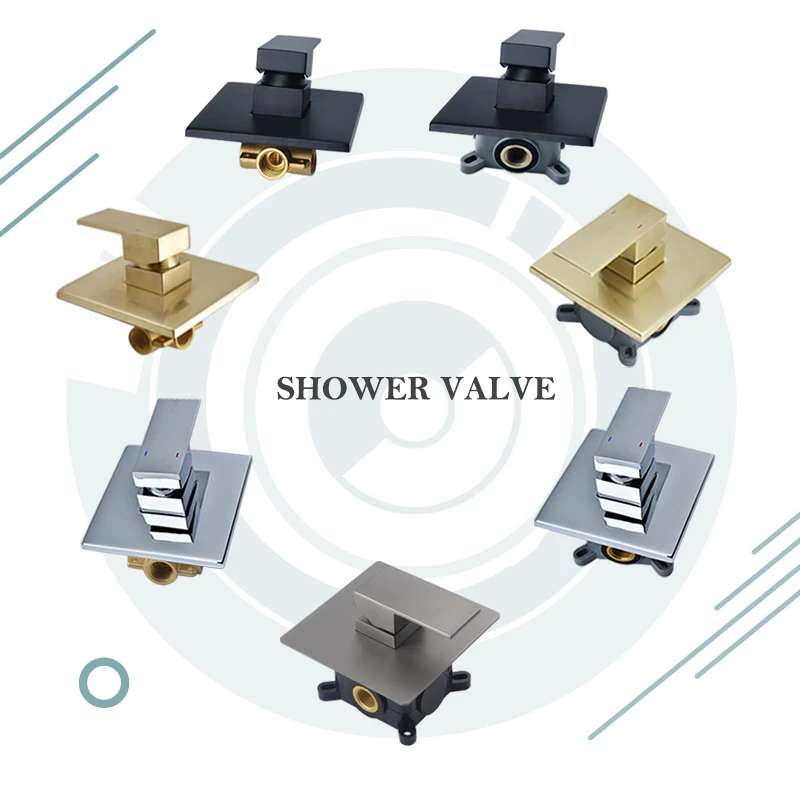 Single Handle Black Chrome Brushed Gold One Function Round Square Solid Brass In-Wall Shower Mixer Control Valve Shower Faucet