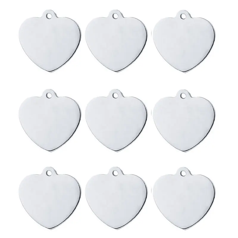 Серебристый 100 шт сердце гравировка персонализированные Dog Tag ID кулон ожерелье s для мужчин из нержавеющей стали ID метки ожерелье аксессуары - Цвет: Серебристый