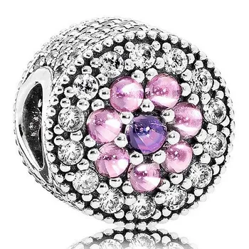 

New 925 Sterling Silver Bead Charm Dazzling Floral Bloom With Crystal Beads Fit Original Bracelet Bangle Diy Jewelry