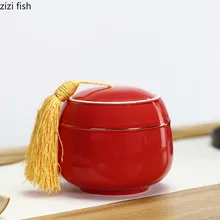 Китайская керамическая чайная чашка компактная Мини Портативная 'Зеленая чайная герметичная емкость резервуар для хранения чая коробка Керамический герметичный влагостойкий бак