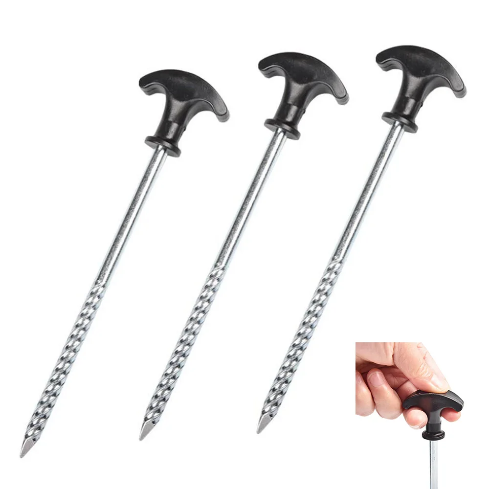 1pc Stainless Steel Tent Pegs Outdoor For Drilling In Frozen Soil On