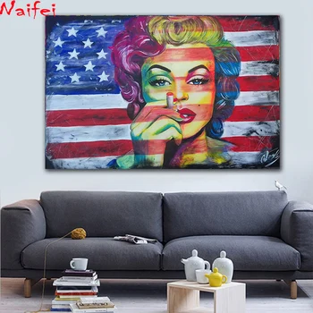 

Full Square/Round Drill 5D DIY Diamond Painting"Abstract Woman American Flag"3D Diamond Embroidery mosaic Graffiti painting art