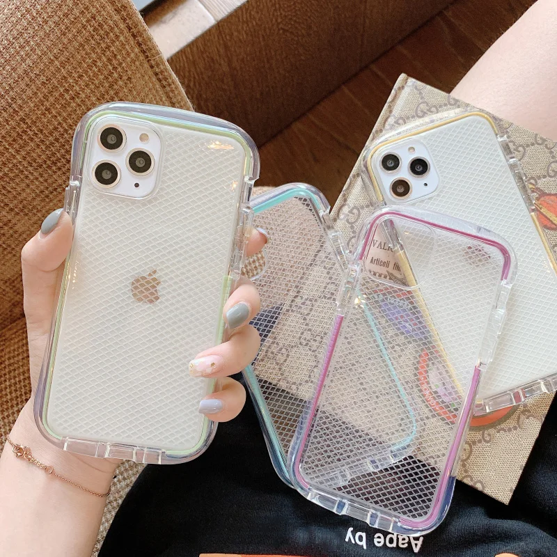 

Clear Mesh grid armor phone Case for iphone 11 11Pro Max XS Max XR XS For iphone 7 8 Plus Shockproof soft silicone tpu case