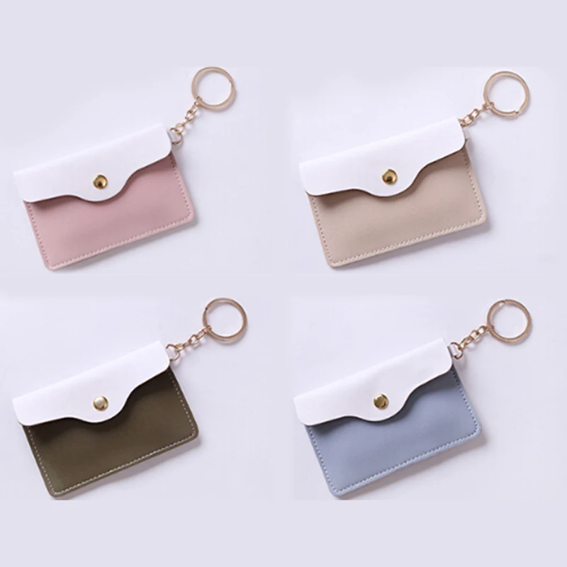 1Pc Candy Color Coin Purses Card Holder Purse Panelled Women Children Mini Change Wallets PU Leather Card Key Money Coin Bag