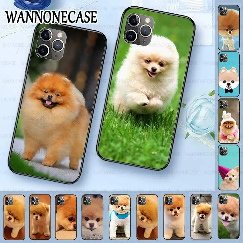 TPU Soft Silicone Black Phone Case For iphone 11pro 5s 6s 7 8plus x xs xr xsmax coque Cover lovely Pomeranian dog | Мобильные