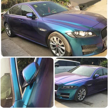 

10M x 1.52M Chameleon Sparking Diamond Purple Blue Car Body Decals Gloss Vinyl Wrap Sticker Color Changing Film