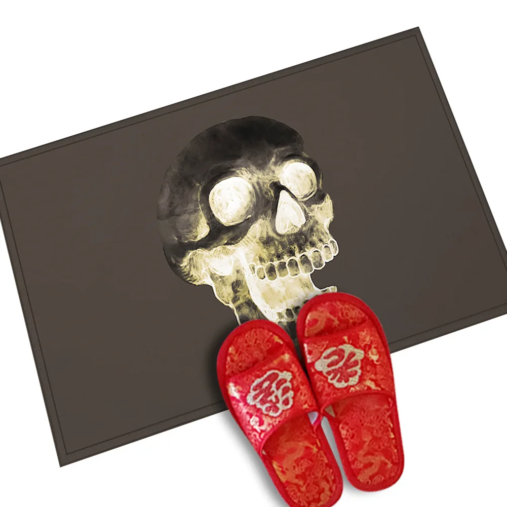 Skull Icon 1 pc Halloween creative door mat ghost festival pad water absorption anti-skid baby velvet bathroom carpet mat 40*60cm/45*70cm - Color: Skull Icon