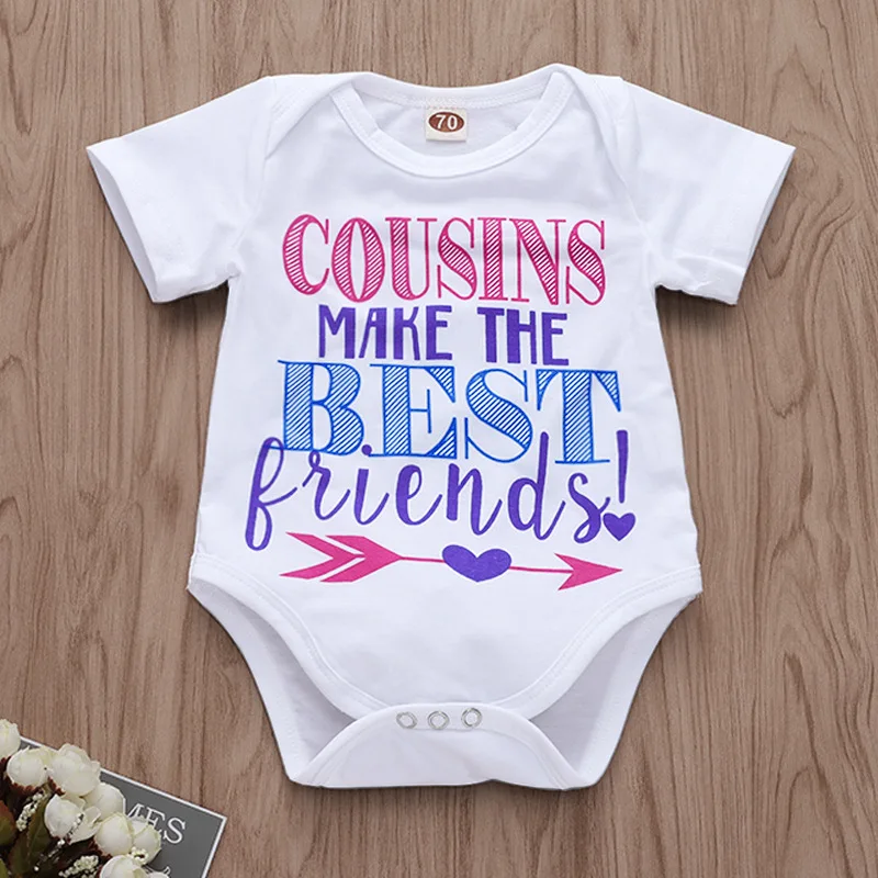 

Twin Outfits Boy Girl Cousin Make The Best Friend Letters Short Sleeve White Onesie Cotton Baby Bodysuit Summer Infant Costume