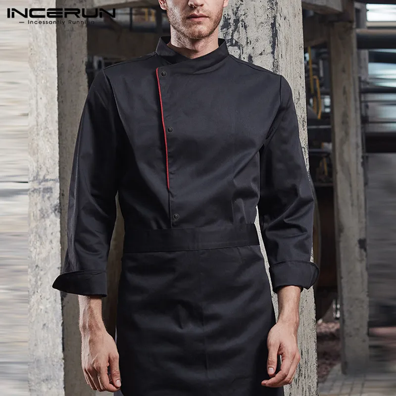 INCERUN мужская униформа шеф-повара костюм длинный рукав однобортный Кухня Еда обслуживание топы мужские комбинезоны ресторанное питание