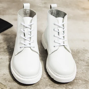 

Women White Ankle Boots Soft Split Leather Motorcycle Boots Female Autumn Winter Shoes Woman Punk Motorcycle Boots 2020
