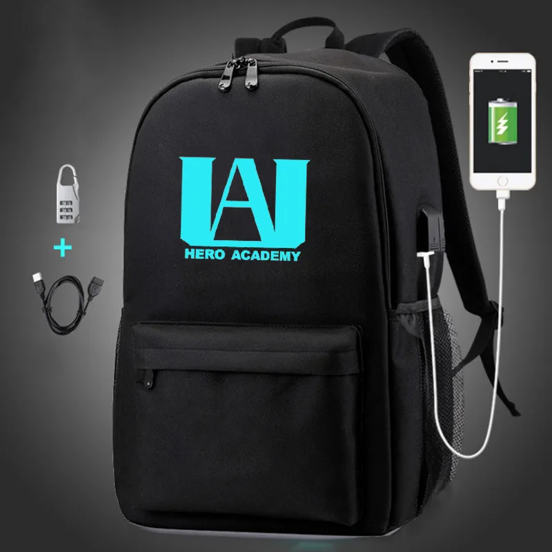 

MY Hero Academia Night Light My Hero College Backpack USB Charging Backpack Schoolbag