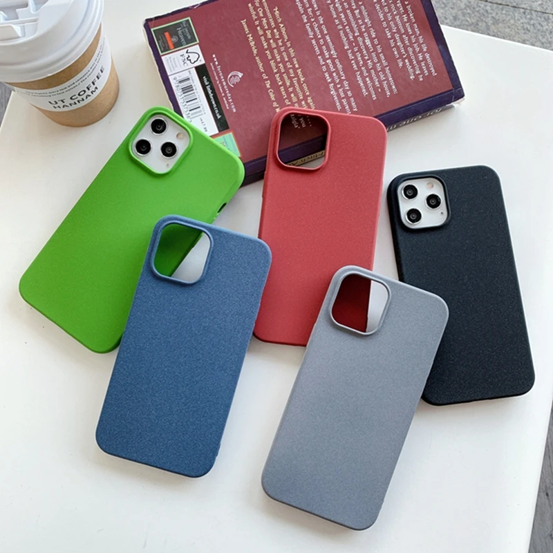 

Matte Silicone Straight Edge Phone Case For iPhone 12 Pro Max 11Promax X Xsmax 8 7 Plus SE 20 12mini Frosted Silicone Back Cover