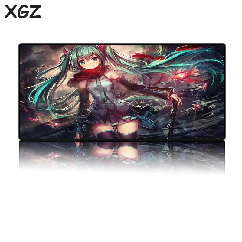 XGZ популярный аниме большой размер коврик для мыши черный замок край Miku компьютерный Настольный коврик милая девушка 900x400 мм резиновый материал нескользящий