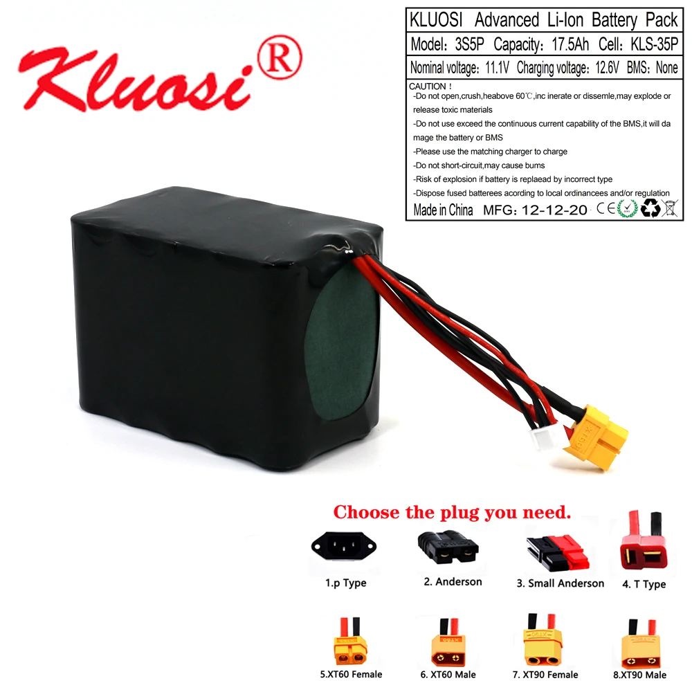 KLUOSI 3S5P 12V 17.5Ah 18Ah 12 6 V Высокая Ёмкость Бла (беспилотный летательный аппарат