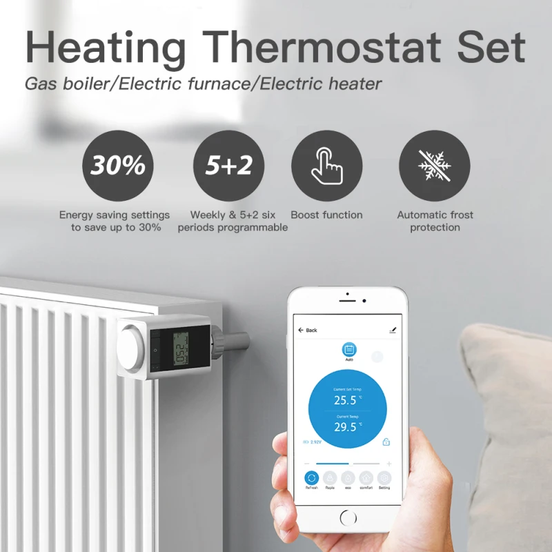 

Tuya ZigBee 3.0 Smart Thermostatic Radiator Valve Home Thermostat Heater TRV Voice Control with Alexa Google home Smart Life