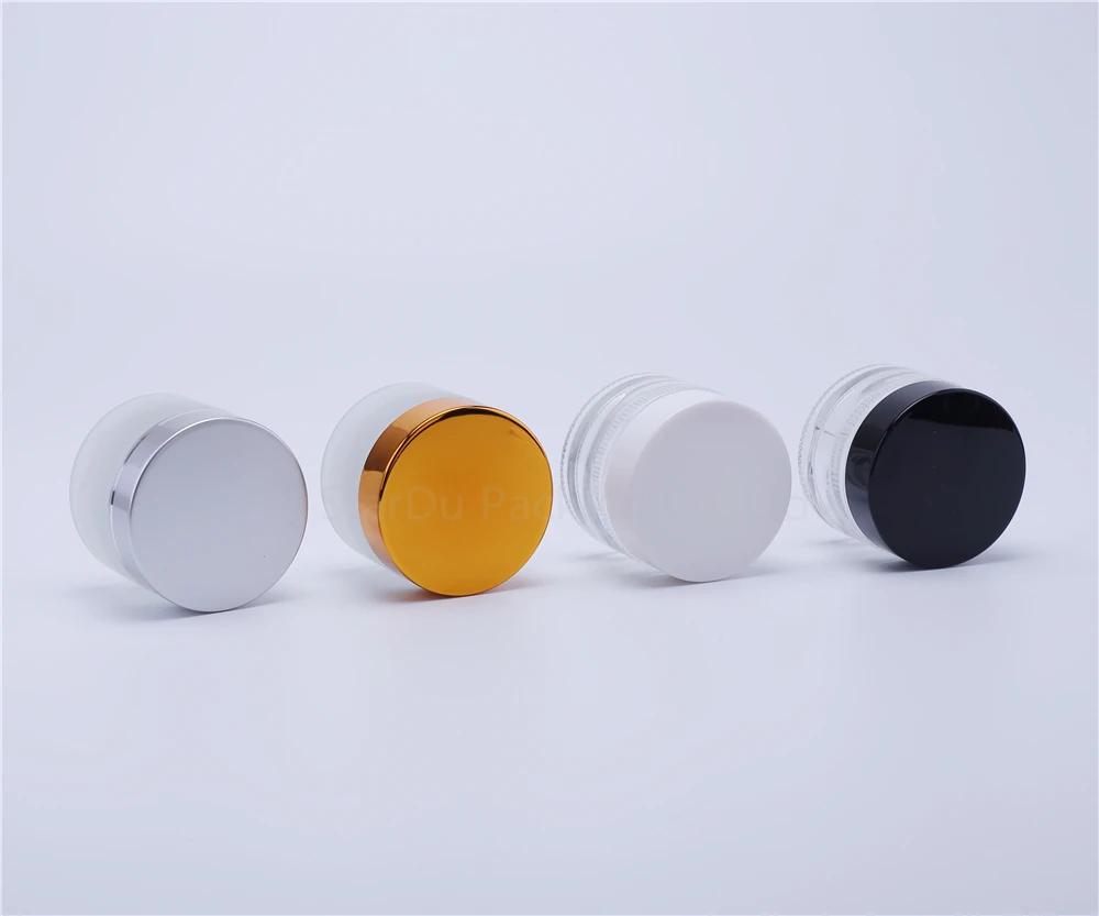 2400pcs 50g Glass Cream Jars Cosmetic Packaging with lid plastic caps& inner liners round empty small glass jars
