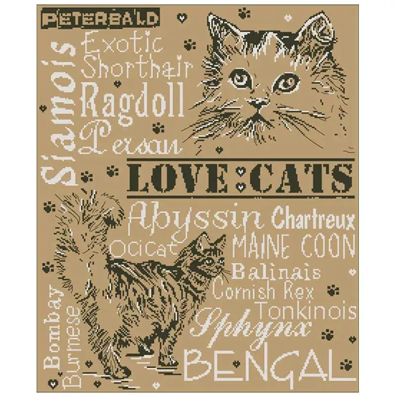 

Loving cat animals patterns Counted Cross Stitch 11CT 14CT DIY wholesale Chinese Cross Stitch Kits Embroidery Needlework Sets