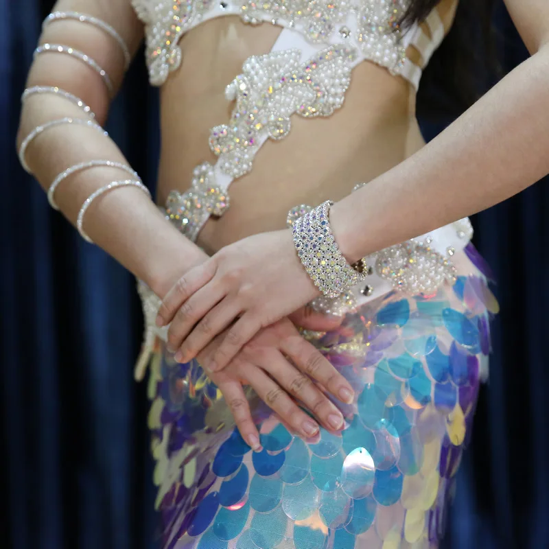 

Belly Dance Accessories Armband New Rhinestones Openings Diamond-encrusted Bracelet Hand Jewelry #PS002