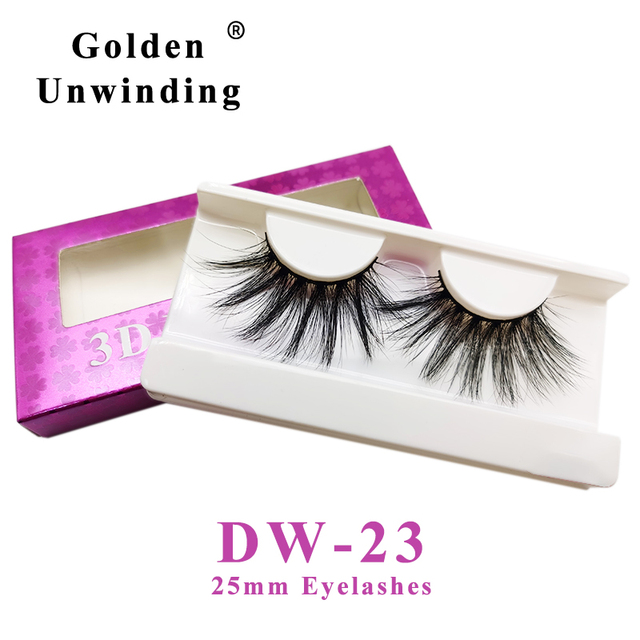 3D Faux Mink Lashes False-Eyelashes 25MM Dramatic Natural Thick Faux Mink Lashes Makeup Eyelash Extension Golden Unwinding