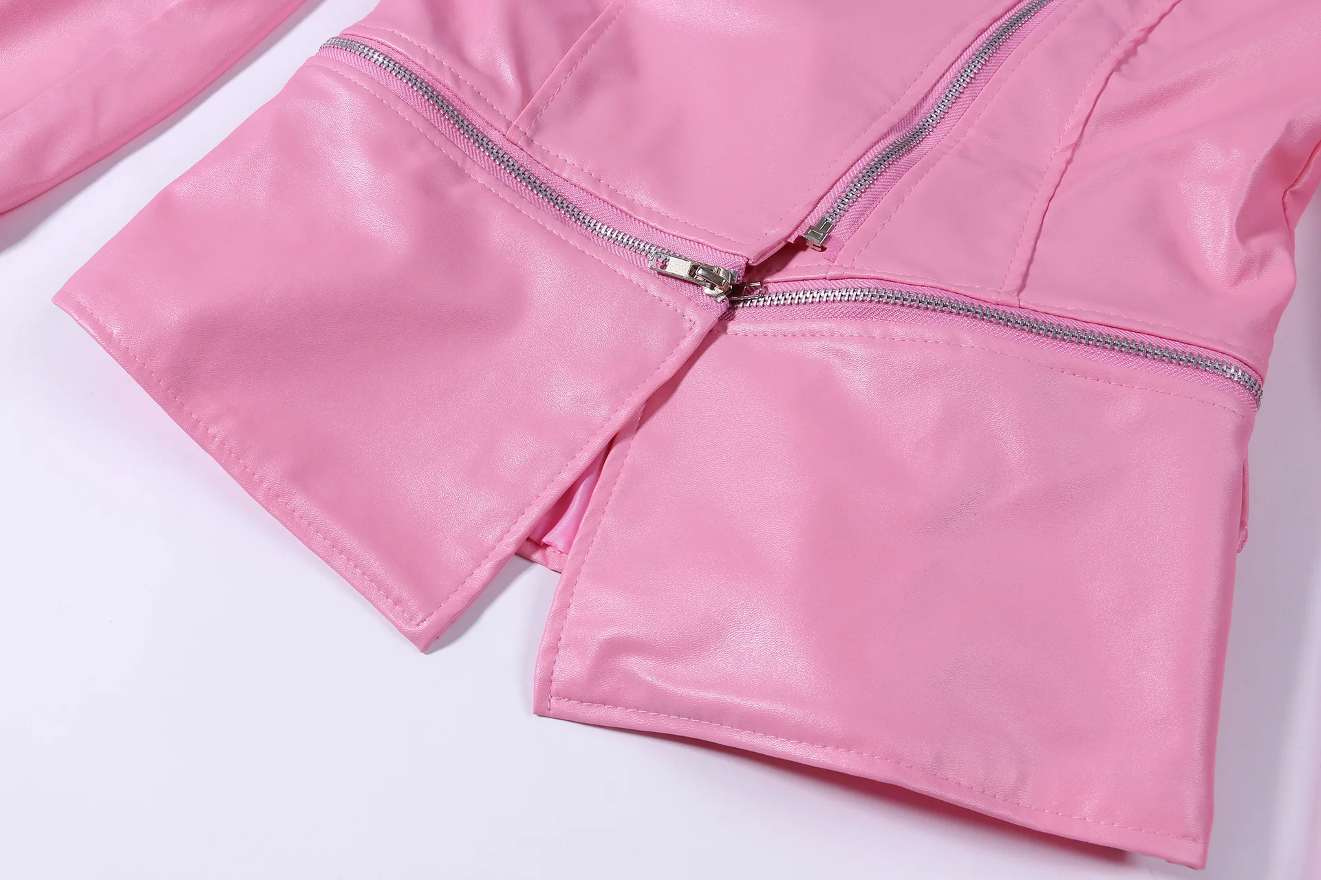 otoño mujer chaqueta de cuero de imitación gótico negro moto chaqueta cremalleras manga larga Goth mujer PU faux chaquetas