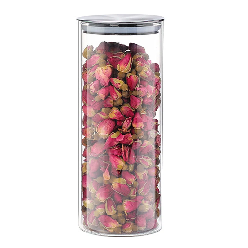 ELEG-Food Storage Glass Jar No Lead Kitchen Storage Bottles Sealed Cans With Cover Large Capacity Candy Glass Jars Tea Box - Цвет: Red