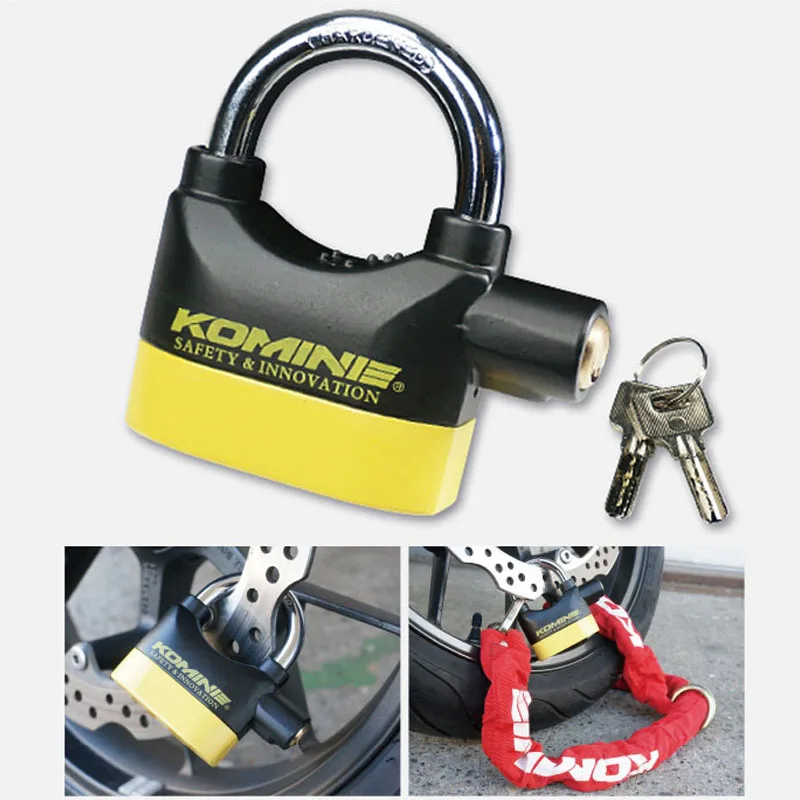 Замок для мотоцикла KOMINE высокопрочный стальной замок с датчиком звука и