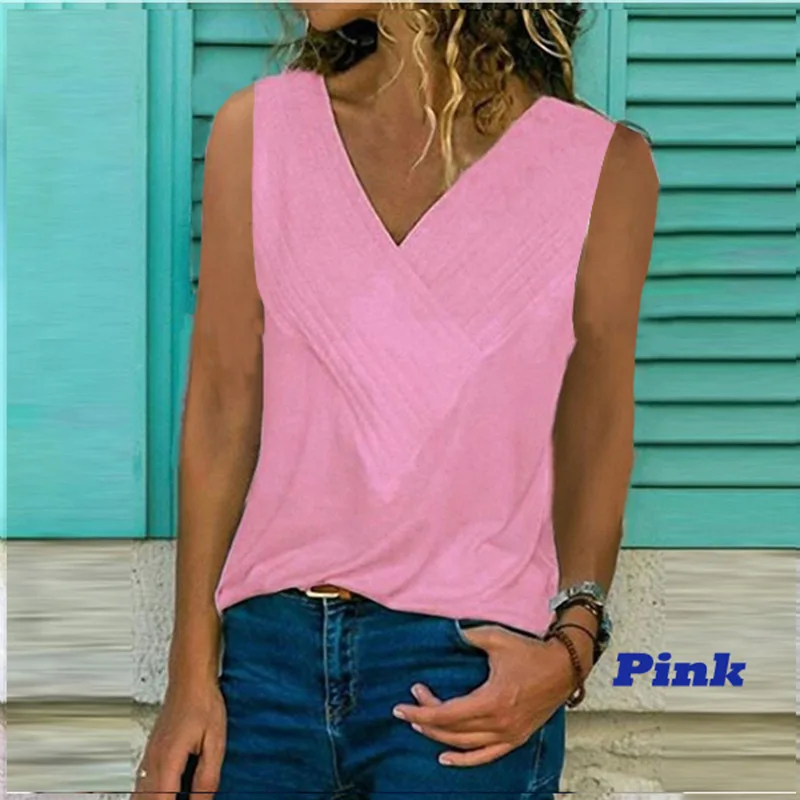 pink Сексуальный женский Топ без бретелек, однотонный цвет, белый, черный, пуловер, v-образный вырез, футболка, женская повседневная майка, Женская майка - Цвет: pink