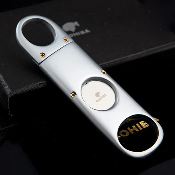 

COHIBA Gadgets One Blade Stainless Steel Silver Tone Cigar Cutter Knife Pocket Zigarre Cuban Smoking Accessories Tool 364k