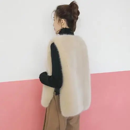 Manteau femme hiver женские пальто из искусственного меха искусственный Лисий мех женский жилет без рукавов зимняя верхняя одежда винтажные жилеты M877