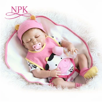 

23inch silicone vinyl real soft touch reborn lifelike newborn baby blue eyes doll children Christmas Gift sleeping bebe doll