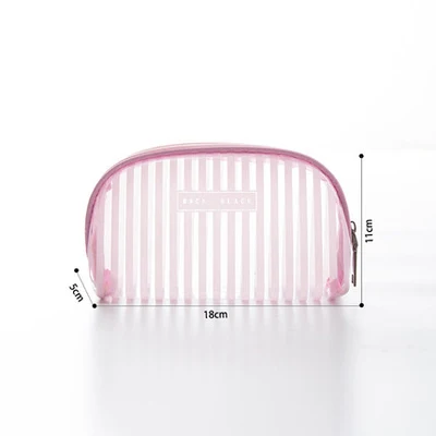 pink S Прозрачная полосатая косметичка, 1 шт., Прозрачная женская косметичка, органайзер для путешествий, набор туалетных принадлежностей kosmetyczka, Прямая поставка - Цвет: pink S
