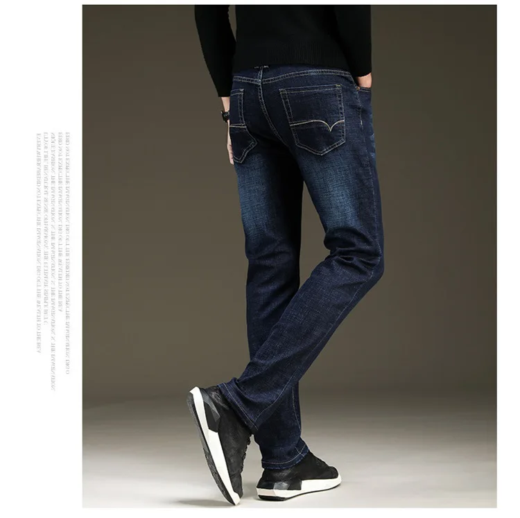 new Business Jeans Men Casual Straight Slim Fit Blue Jeans Male Stretch Thin Fashion Classic Denim Pants skinny jeans men