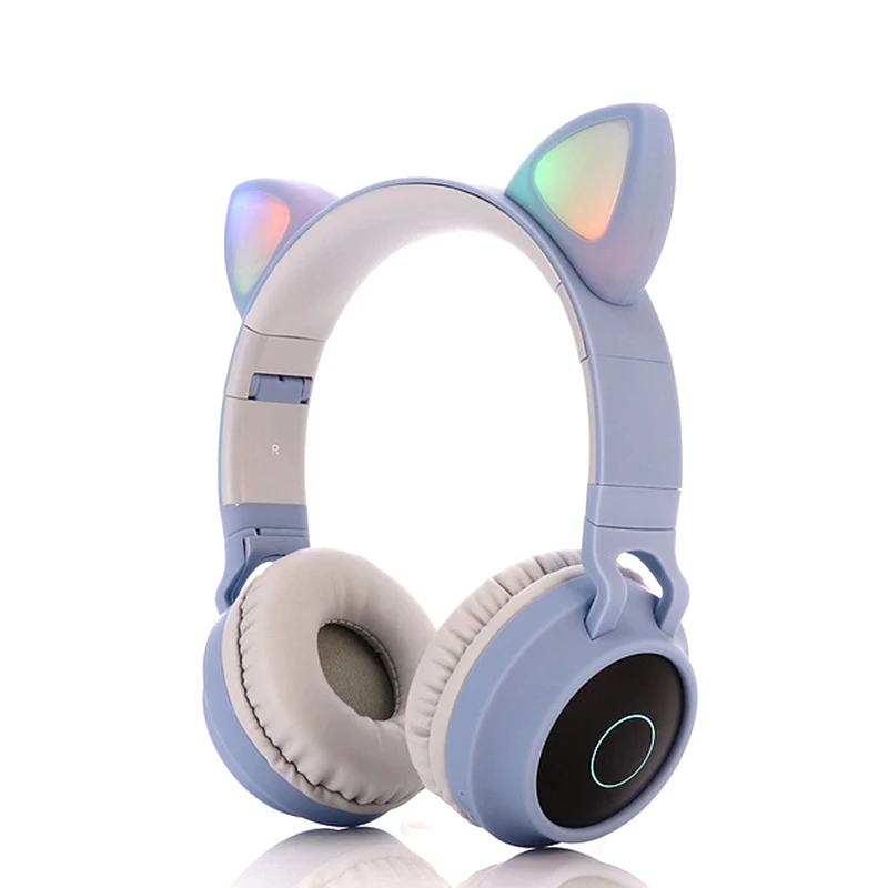 LED Cat Ear Headphones Noise Cancelling Bluetooth 5 0 Adults and Kids Headset Support TF Card FM Radio With Mic Wireless Wired