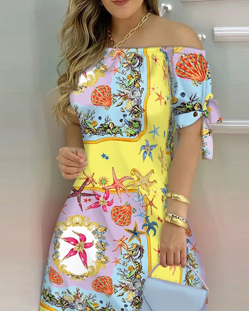 DESIGN - Robe courte en dentelle à fines bretelles - Marine rayé