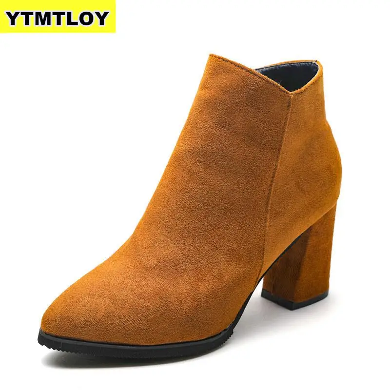 

Women Boots Pointed Toe Zippers Autumn Spring Women Martin Boots Casual Lace-up Size 35-42 Zapatos De Mujer High Boots
