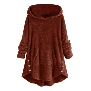 

Free Ostrich oversized hoodie Women sweatshirts ladies tops Fleece Asymmetrical Button Hem Plus Size Hoodie harajuku top femme