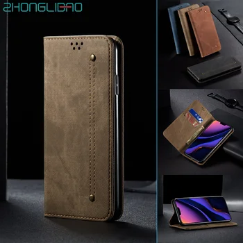 

Retro Denim Wallet Flip Leather Case for Iphone 11 Pro Xs Max Xr X 8 7 6 6s Plus Luxury Magnetic Card Holder Stand Book Cover