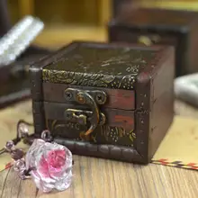 Винтажный деревянный замок ручной работы коробка для ювелирных украшений для женщин кольцо браслет, ожерелье, серьги хранения подарочный держатель для хранения Органайзер