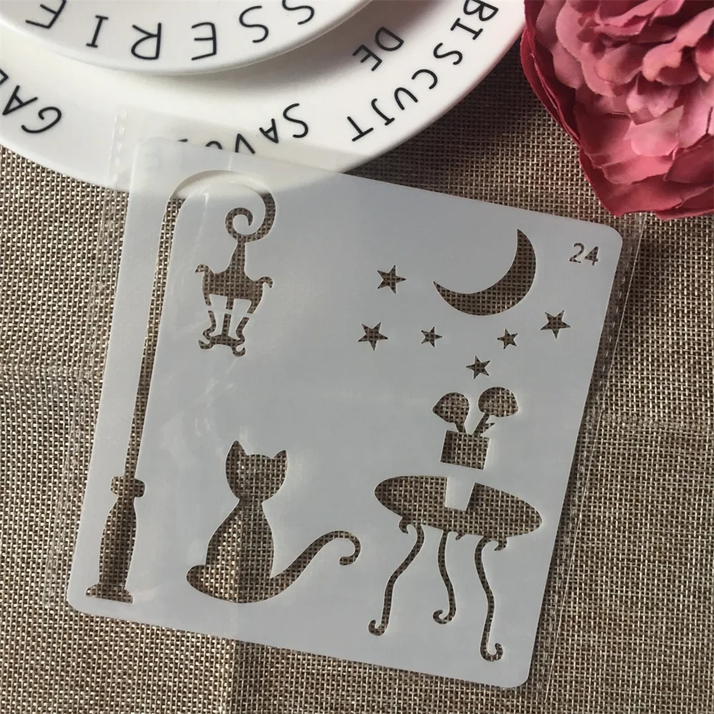 8 шт./компл. 13 см Детские трафареты для раскрашивания кошек и цветов сделай сам