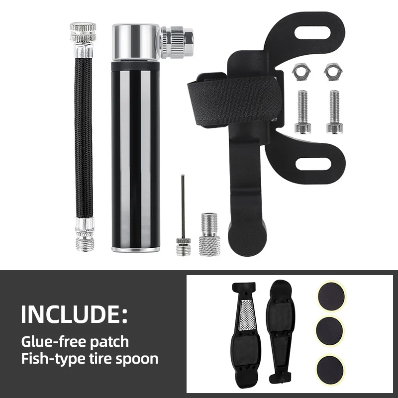 BLK Pump n parts Портативный велосипедный насос для MTB шоссейного велосипеда Presta/Schrader клапанная крышка баскетбольный насос мини алюминиевый 120psi велосипедные детали - Цвет: BLK Pump n parts