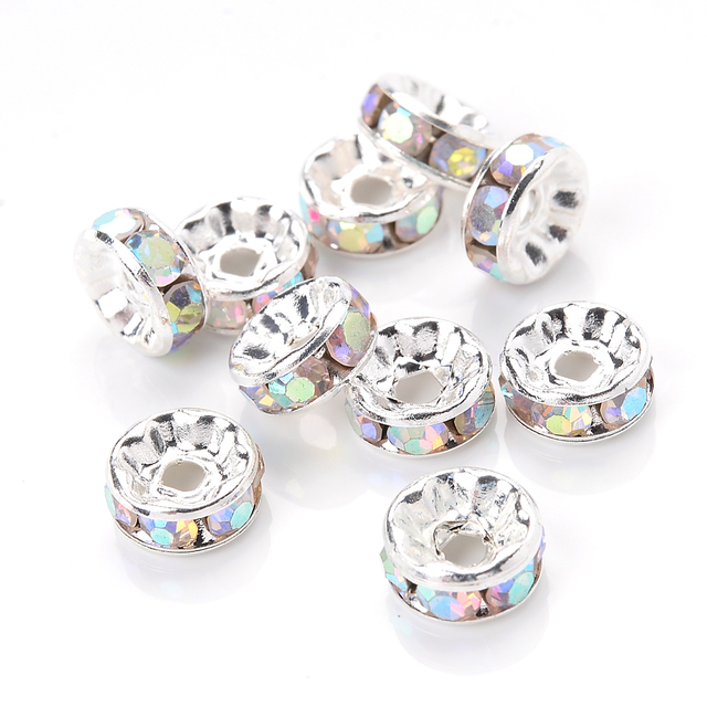 Rhinestone Spacer Beads Mix Color Czech Crystal Metal Spacers for Jewelry Making DIY Earrings Bracelets Accessories