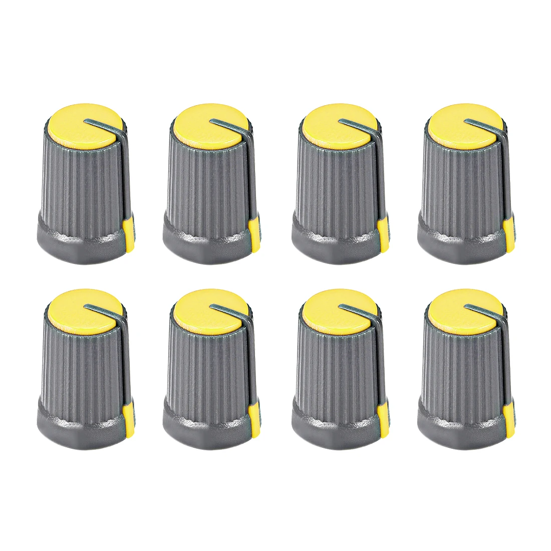 

uxcell 8Pcs Potentiometer Volume Control Knob Cap Plastic Yellow 6mm Shaft Dia. Rotary Knob 12mm Dia. X 17mm Height