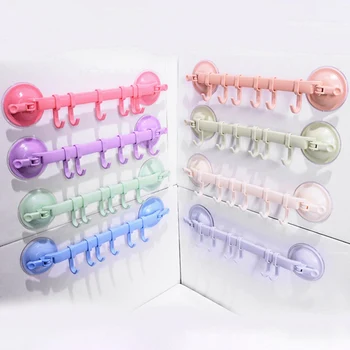 

Hooks Double Suction Cup Wall Mounted Towel Rack Hanging Hook Shelves Holder Lock Type Sucker Kitchen For Bathroom Accessories