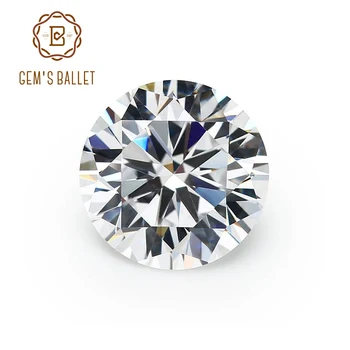 

GEM'S BALLET Bright 1.5Ct Round Moissanite VVS1 Hearts Arrows Excellent Cut D Color Moissanite Loose Stone with Certificate