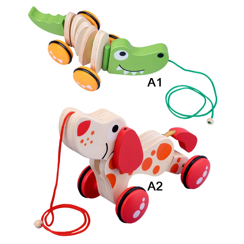 Walk-A-Long Croc Dog, деревянная игрушка для малышей, тянущаяся игрушка для детей, щенков, обучающая игрушка для прогулок, трактор