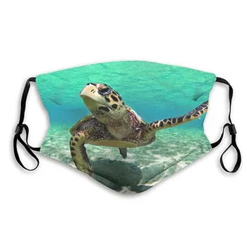

Sea Turtle Print Cotton Face Mask PM2.5 Reusable Washable Mouth Mask Unisex Earloop Face Mask Dustproof Windproof Mouth-muffle