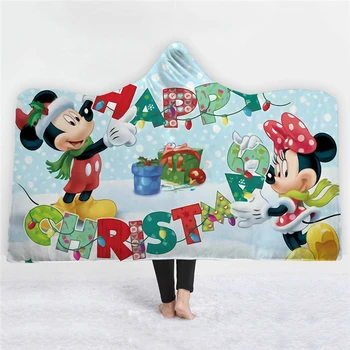 

Mickey Mouse Christmas ChildrenBlanket Hooded Blanket Boy Girl Flannel Plush Bedding Christmas Decorations for Home